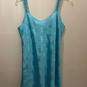 Vintage Shimmery Aqua Slip Dress